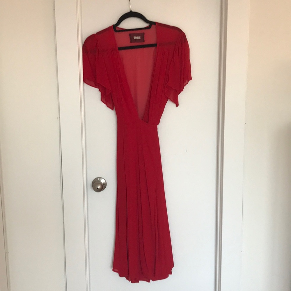Red wrap dress